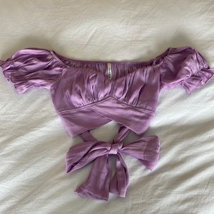 Sundae Muse purple crop top with tie. Size US 4/AUS 8.